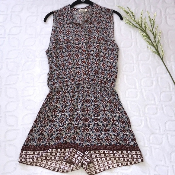 ARDENE Boho Tie Waist Soft Lightweight Romper Sm - Picture 2 of 8